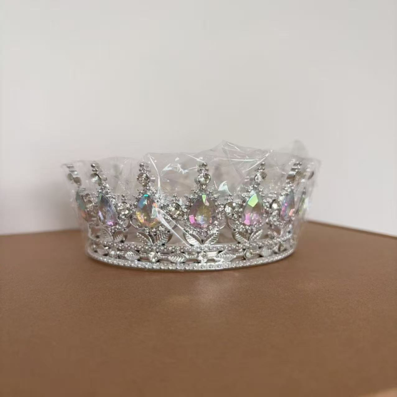 Barokna plastična kruna tiara za žene s ametistnim kristalima, dizajn kapljice vode, 18k elektroplatiranje
