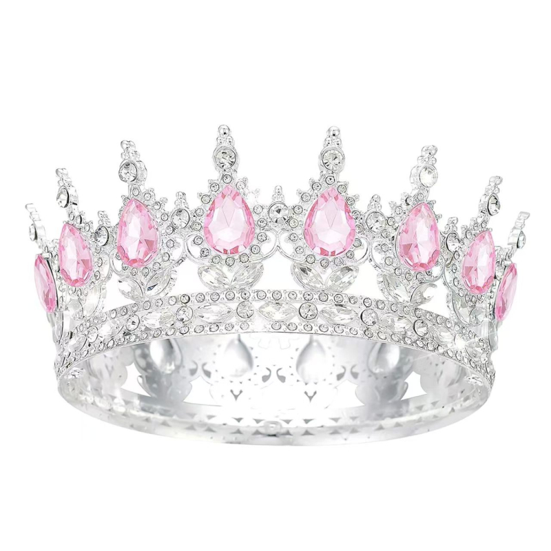 Barokna plastična kruna tiara za žene s ametistnim kristalima, dizajn kapljice vode, 18k elektroplatiranje