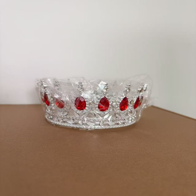 Barokna plastična kruna tiara za žene s ametistnim kristalima, dizajn kapljice vode, 18k elektroplatiranje