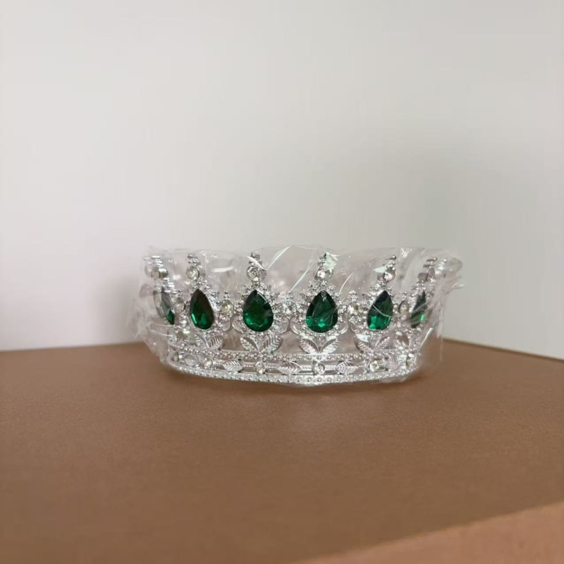 Barokna plastična kruna tiara za žene s ametistnim kristalima, dizajn kapljice vode, 18k elektroplatiranje