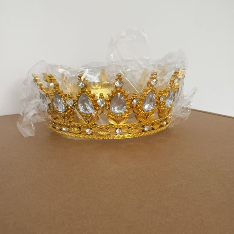 Barokna plastična kruna tiara za žene s ametistnim kristalima, dizajn kapljice vode, 18k elektroplatiranje