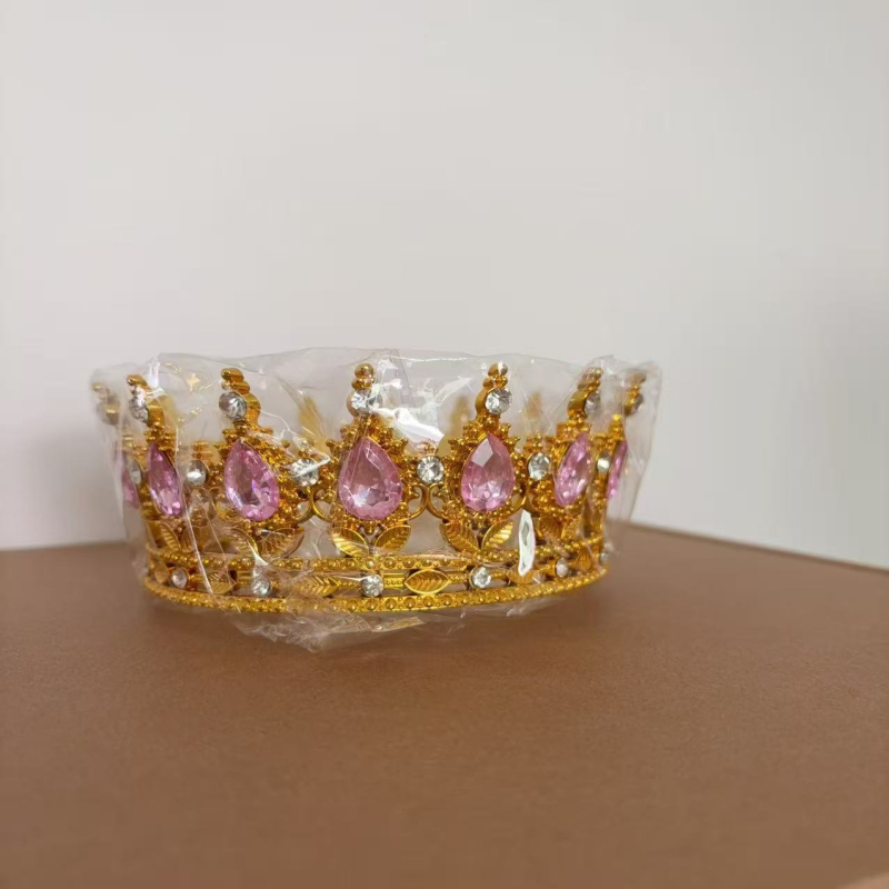Barokna plastična kruna tiara za žene s ametistnim kristalima, dizajn kapljice vode, 18k elektroplatiranje