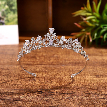 Korejskog stila ukras za glavu od legure, kristalna krona, elektroplatirani završetak, Mingka Jewelry