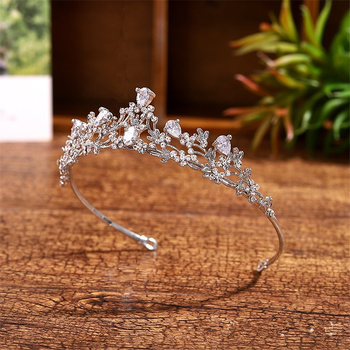 Korejskog stila ukras za glavu od legure, kristalna krona, elektroplatirani završetak, Mingka Jewelry