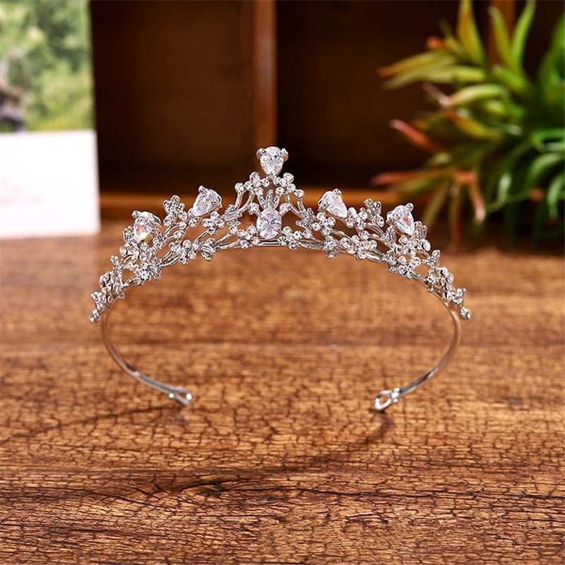 Korejskog stila ukras za glavu od legure, kristalna krona, elektroplatirani završetak, Mingka Jewelry