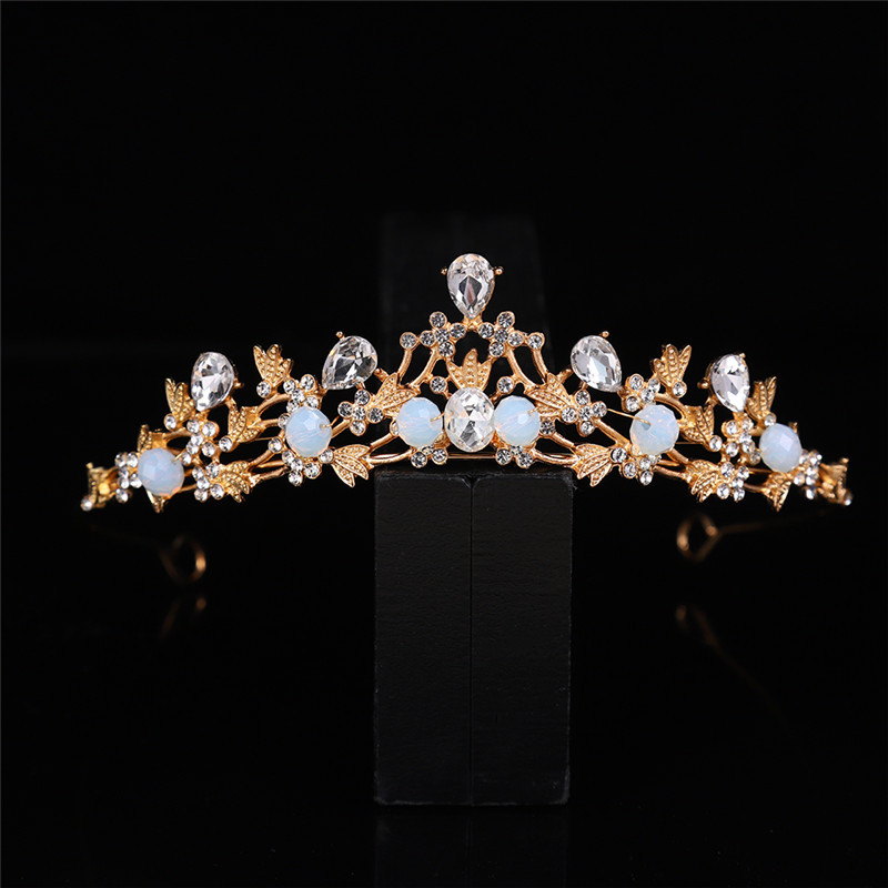 Korejskog stila ukras za glavu od legure, kristalna krona, elektroplatirani završetak, Mingka Jewelry