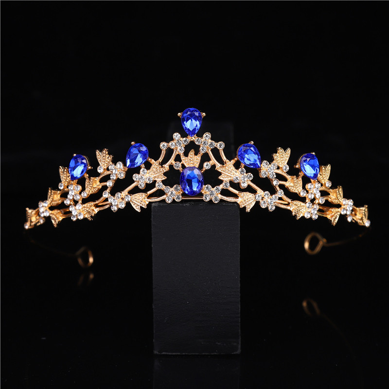 Korejskog stila ukras za glavu od legure, kristalna krona, elektroplatirani završetak, Mingka Jewelry