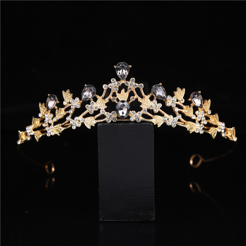 Korejskog stila ukras za glavu od legure, kristalna krona, elektroplatirani završetak, Mingka Jewelry