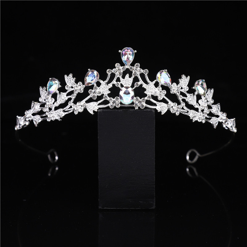 Korejskog stila ukras za glavu od legure, kristalna krona, elektroplatirani završetak, Mingka Jewelry