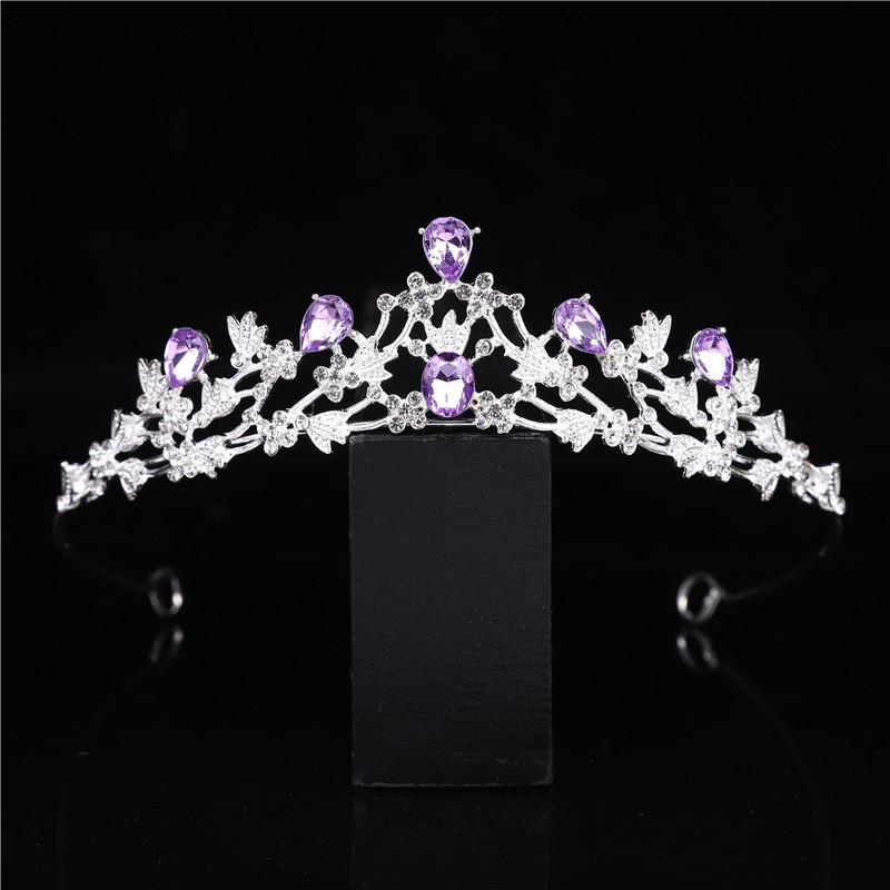 Korejskog stila ukras za glavu od legure, kristalna krona, elektroplatirani završetak, Mingka Jewelry