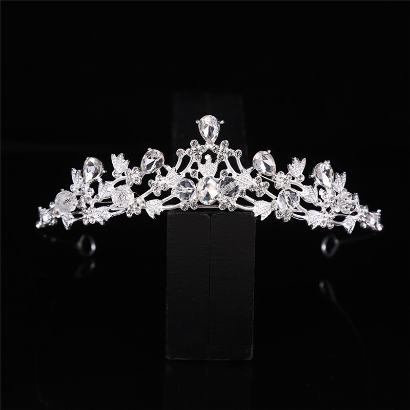 Korejskog stila ukras za glavu od legure, kristalna krona, elektroplatirani završetak, Mingka Jewelry