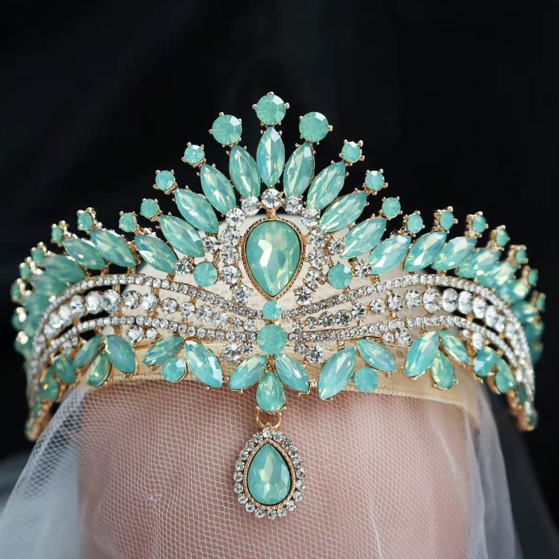 Barokna tiara s Rhinestone kristalima (Materijal: legura; Kvaliteta: elektro zlato; Stil: ženski; Oblik: kruna; Tip kristala: Rhinestone glass)