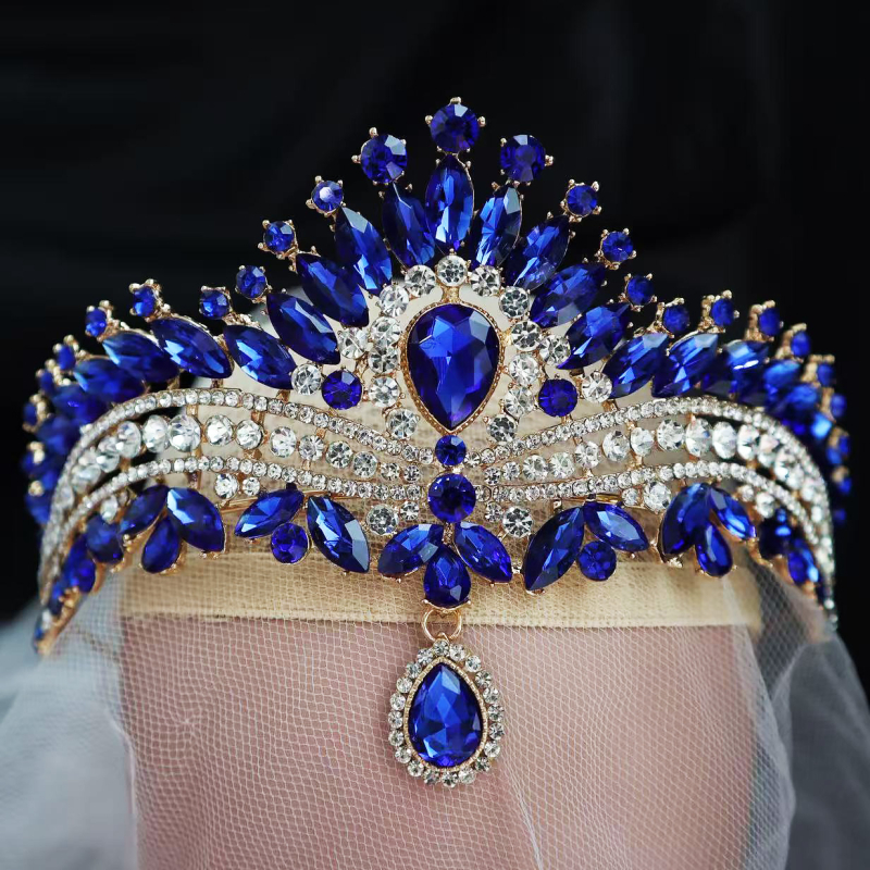 Barokna tiara s Rhinestone kristalima (Materijal: legura; Kvaliteta: elektro zlato; Stil: ženski; Oblik: kruna; Tip kristala: Rhinestone glass)