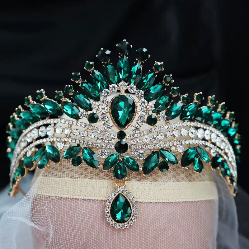 Barokna tiara s Rhinestone kristalima (Materijal: legura; Kvaliteta: elektro zlato; Stil: ženski; Oblik: kruna; Tip kristala: Rhinestone glass)