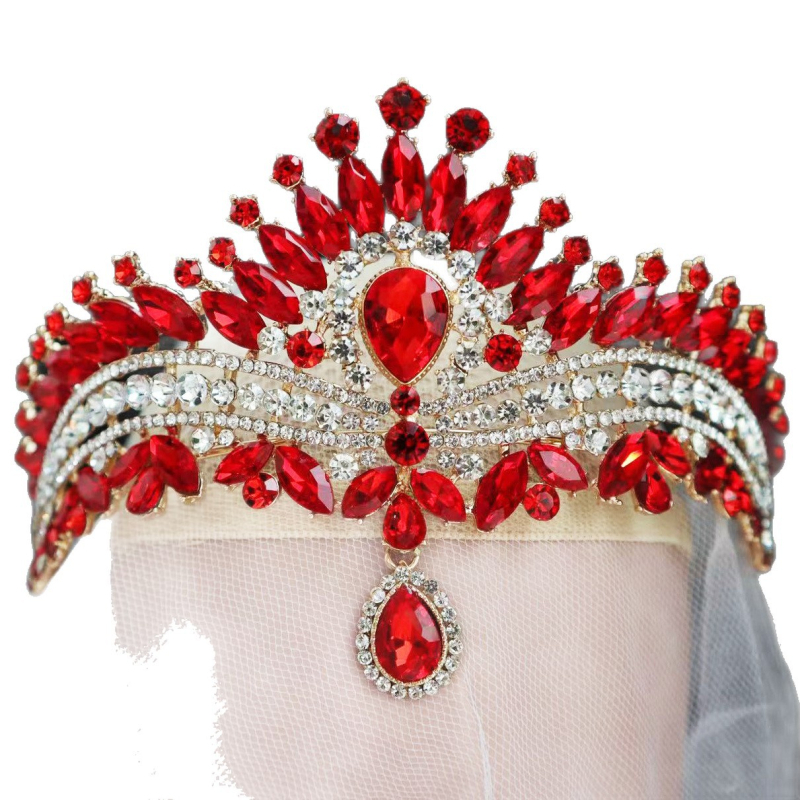 Barokna tiara s Rhinestone kristalima (Materijal: legura; Kvaliteta: elektro zlato; Stil: ženski; Oblik: kruna; Tip kristala: Rhinestone glass)