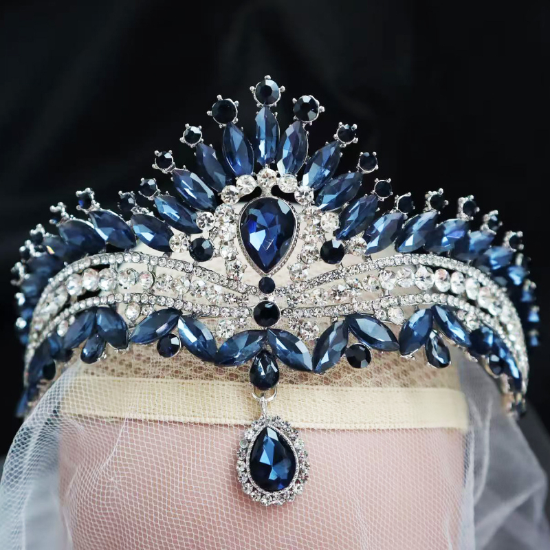 Barokna tiara s Rhinestone kristalima (Materijal: legura; Kvaliteta: elektro zlato; Stil: ženski; Oblik: kruna; Tip kristala: Rhinestone glass)