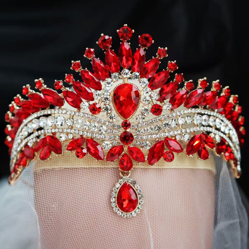 Barokna tiara s Rhinestone kristalima (Materijal: legura; Kvaliteta: elektro zlato; Stil: ženski; Oblik: kruna; Tip kristala: Rhinestone glass)