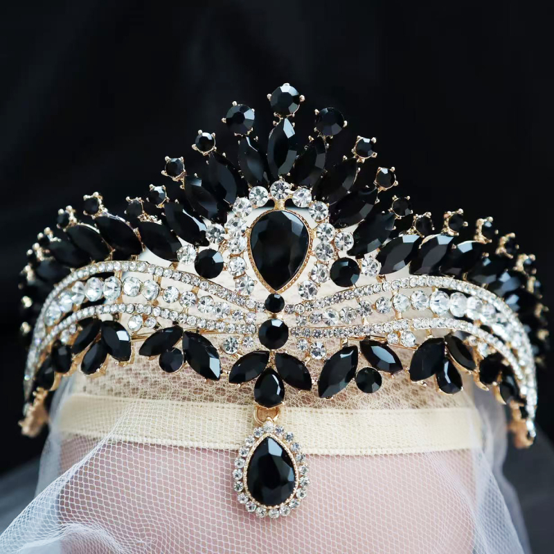 Barokna tiara s Rhinestone kristalima (Materijal: legura; Kvaliteta: elektro zlato; Stil: ženski; Oblik: kruna; Tip kristala: Rhinestone glass)