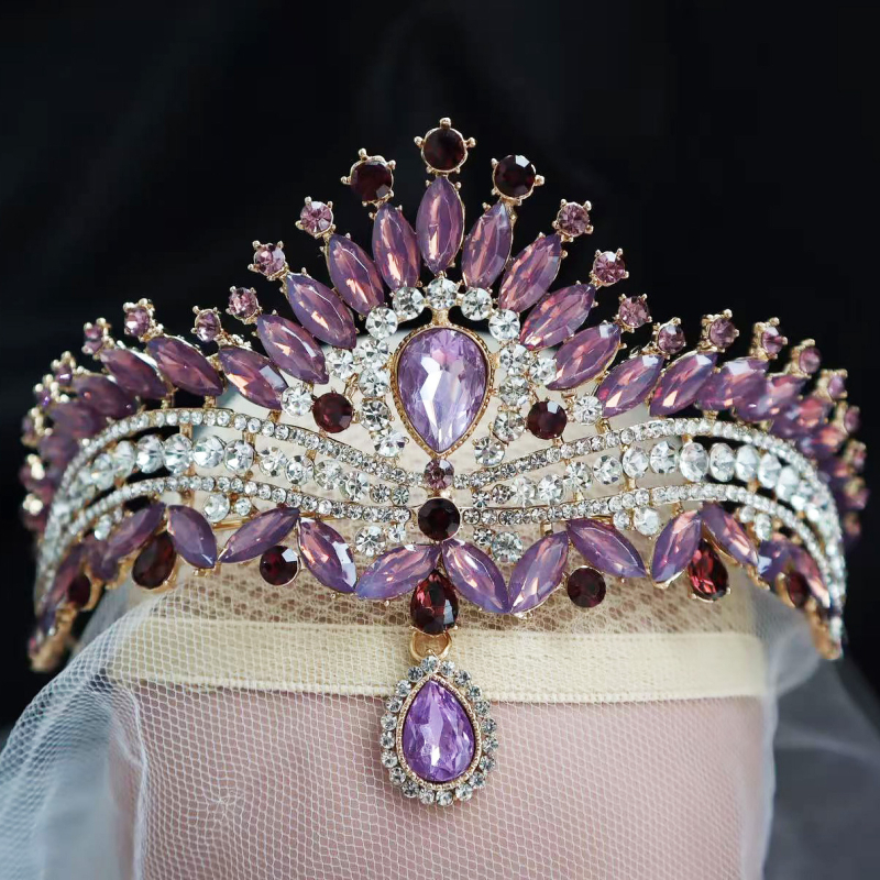 Barokna tiara s Rhinestone kristalima (Materijal: legura; Kvaliteta: elektro zlato; Stil: ženski; Oblik: kruna; Tip kristala: Rhinestone glass)
