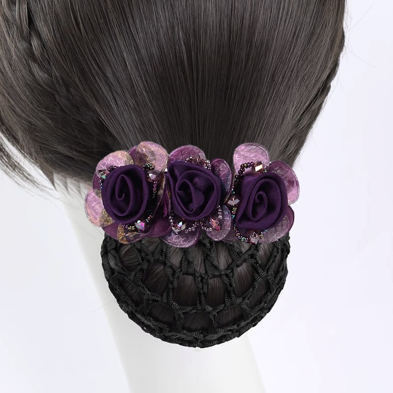 Ръчно изработен аксесоар за коса от плат с цвете и мрежа — за професионални жени, прост стил