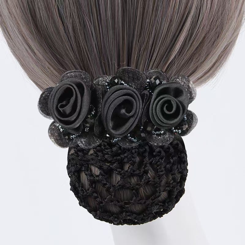 Ръчно изработен аксесоар за коса от плат с цвете и мрежа — за професионални жени, прост стил