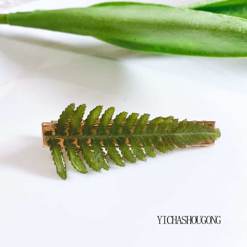 Matu sprādze ar augļu un lapu motīviem — rokdarbs, no plastmasas/sveķu, sievietēm