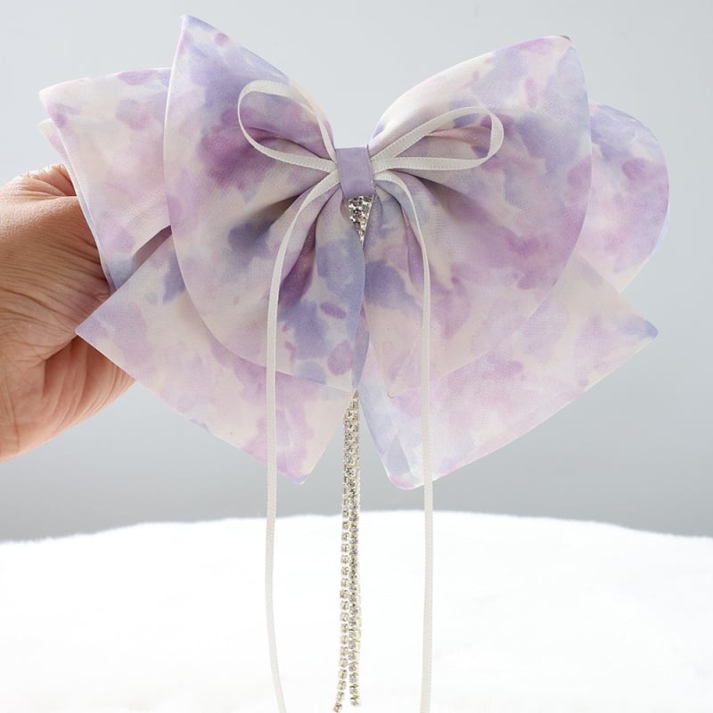 Matu klipsis ar loku un pērlīšu pūci, tauriņa ziedu dizains, roku darbs