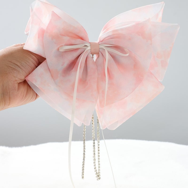 Matu klipsis ar loku un pērlīšu pūci, tauriņa ziedu dizains, roku darbs