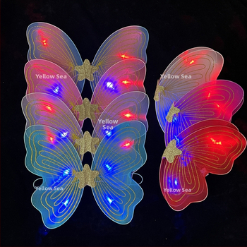 Tauriņu spārnu kostīmu spārni bērnu izrādēm, salocāmi eņģeļu spārni, spīdīgs apdare, triju daļu komplekts elf spārniem