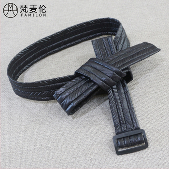 Sieviešu josta kaprtam ar kokvilnas pildījumu, saitēm ar auklu, austā josta ar plastmasas sprādzi, mašīnas dizains, platums 2–4 cm