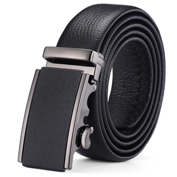 Vīriešu josta no īstas ādas pirmās kārtas ar sakausējuma automātisko sprādzi, platums 2–4 cm, biznesa minimalistiskais stils