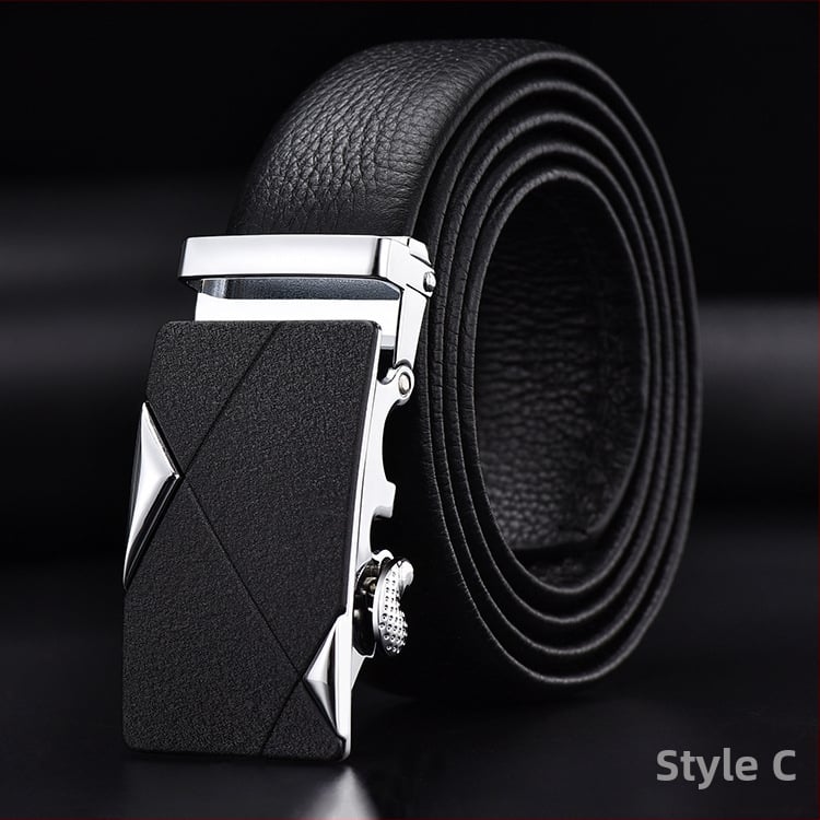 Vīriešu josta no īstas ādas pirmās kārtas ar sakausējuma automātisko sprādzi, platums 2–4 cm, biznesa minimalistiskais stils