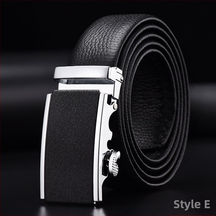 Vīriešu josta no īstas ādas pirmās kārtas ar sakausējuma automātisko sprādzi, platums 2–4 cm, biznesa minimalistiskais stils