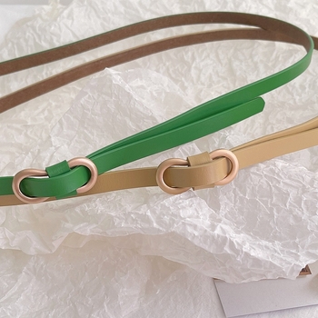 Sieviešu ādas josta kleitai, divslāņu liellopa āda, sprādze no sakausējuma, platums zem 2 cm, elektroplatinga apdare