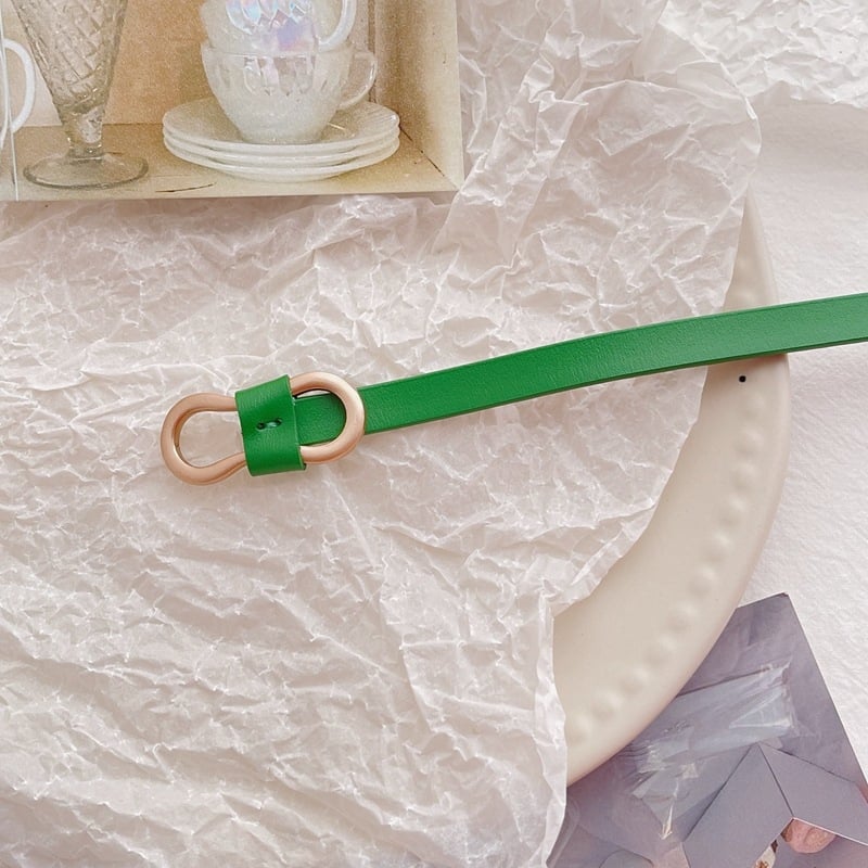 Sieviešu ādas josta kleitai, divslāņu liellopa āda, sprādze no sakausējuma, platums zem 2 cm, elektroplatinga apdare