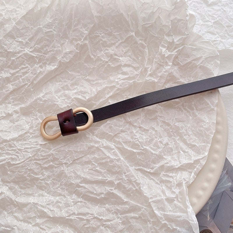 Sieviešu ādas josta kleitai, divslāņu liellopa āda, sprādze no sakausējuma, platums zem 2 cm, elektroplatinga apdare