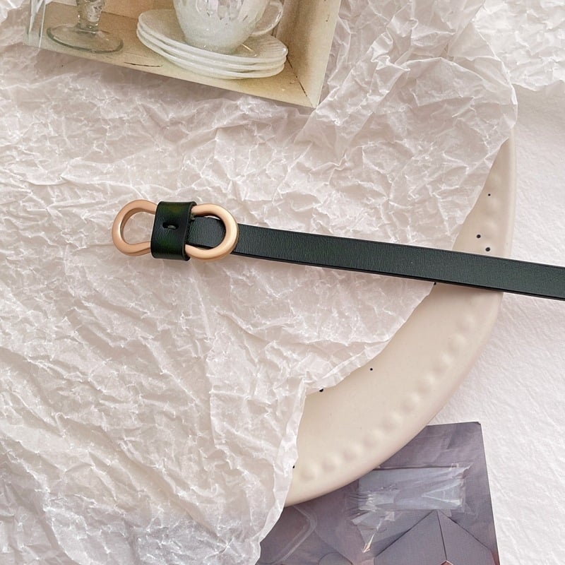 Sieviešu ādas josta kleitai, divslāņu liellopa āda, sprādze no sakausējuma, platums zem 2 cm, elektroplatinga apdare