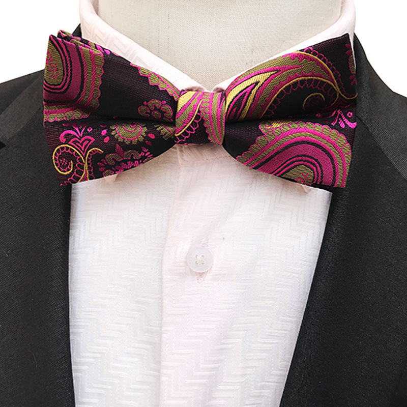 Leptir mašna s floralnim Paisley uzorkom, poliester vlakno, Jacquard obrada, ručno šivanje
