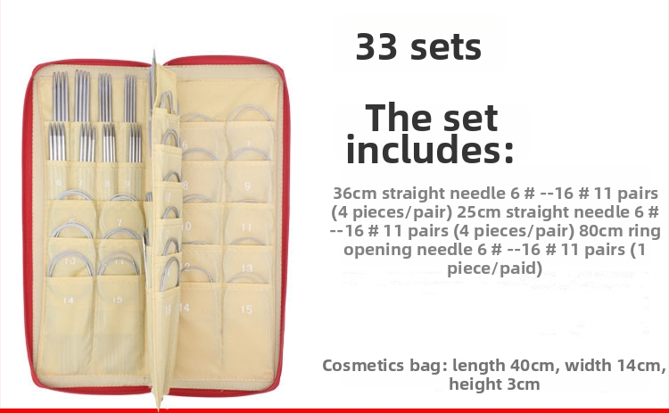 Like it Set de andrele din oțel inoxidabil: circulare și drepte, vârfuri goale, 50 piese