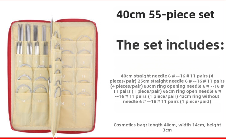 Like it Set de andrele din oțel inoxidabil: circulare și drepte, vârfuri goale, 50 piese