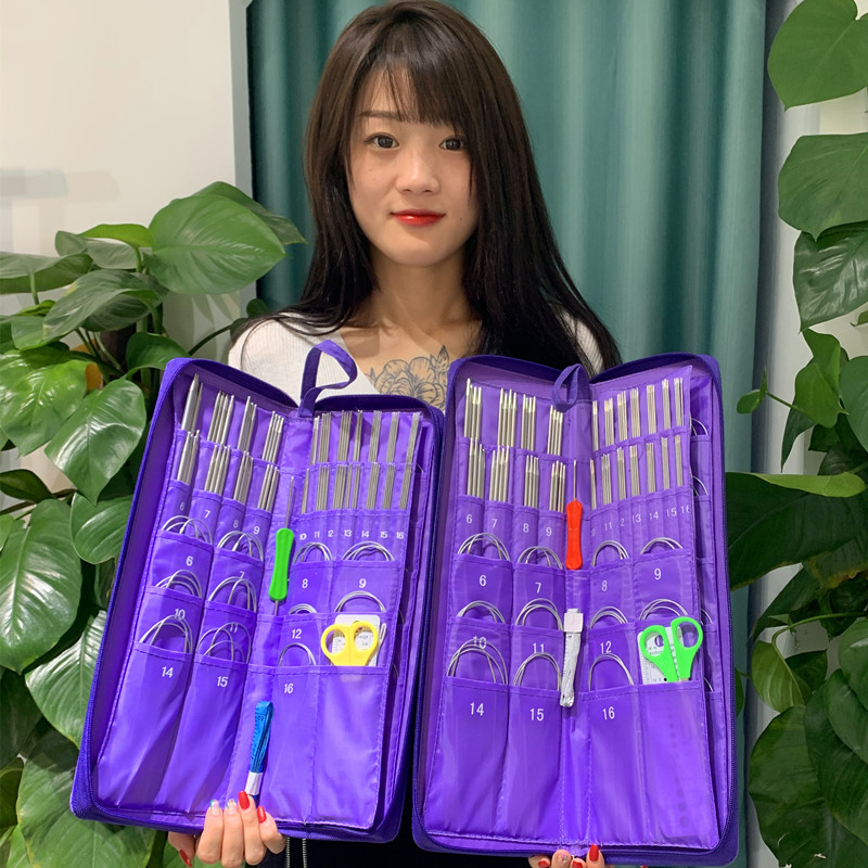 Like it Set de andrele din oțel inoxidabil: circulare și drepte, vârfuri goale, 50 piese