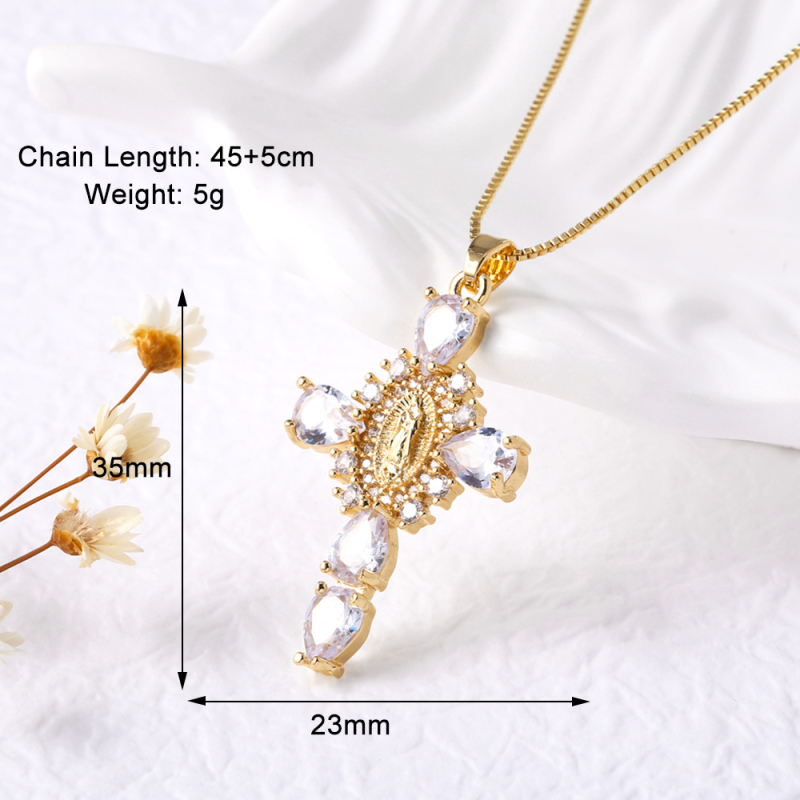 Colier cu pandantiv cruce geometric din cupru, placare electro, lanț de tip O