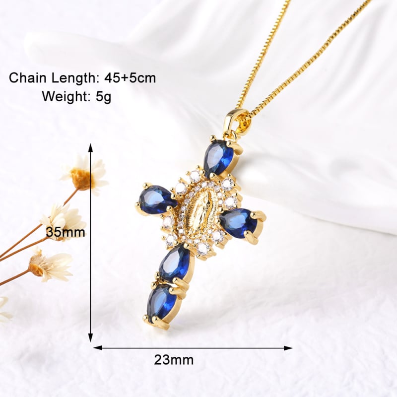 Colier cu pandantiv cruce geometric din cupru, placare electro, lanț de tip O