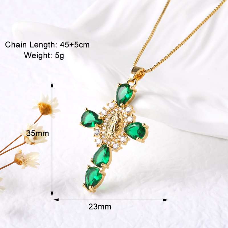 Colier cu pandantiv cruce geometric din cupru, placare electro, lanț de tip O