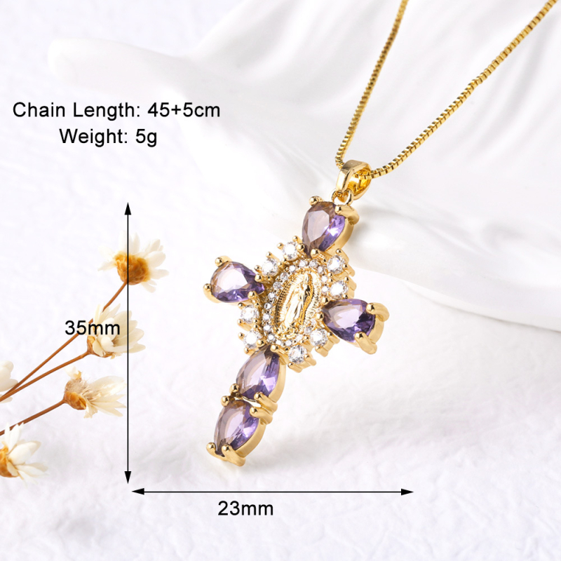 Colier cu pandantiv cruce geometric din cupru, placare electro, lanț de tip O