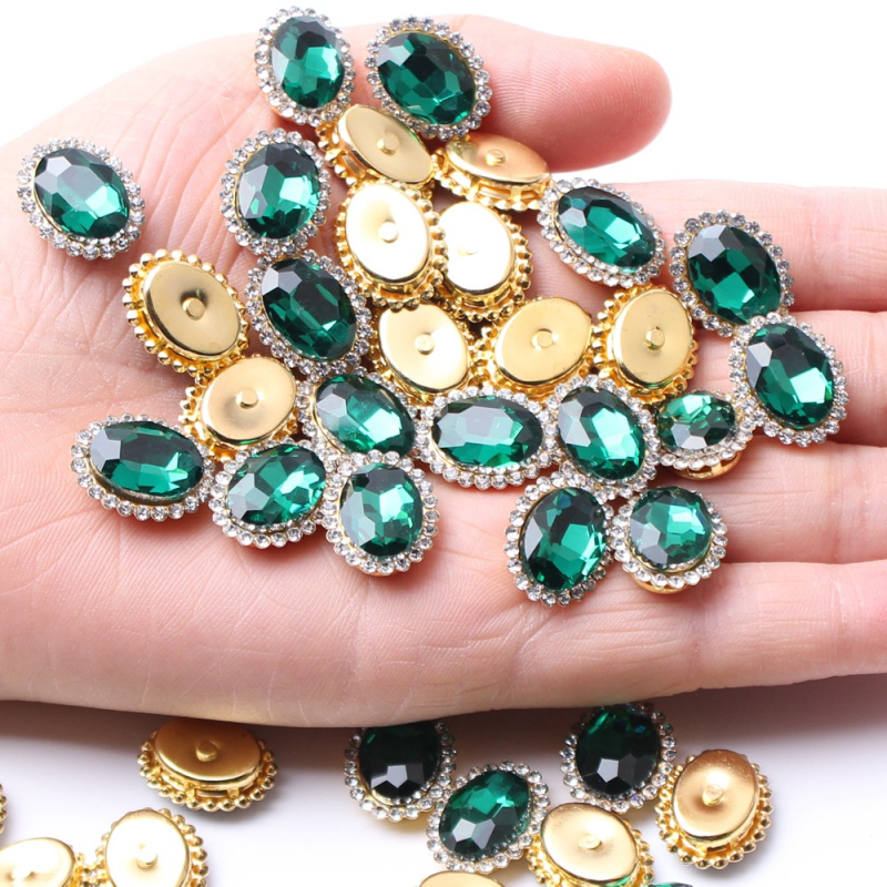 10x14 mm ovalni stakleni kristal - pribor za ručno šivanje, dodaci za odjeću i ukrase za kosu