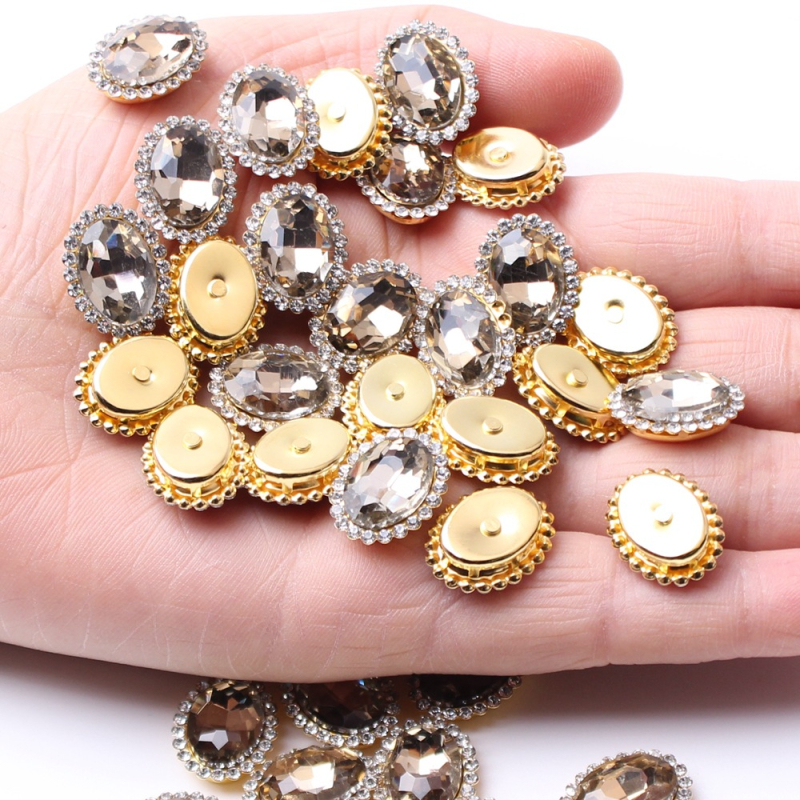 10x14 mm ovalni stakleni kristal - pribor za ručno šivanje, dodaci za odjeću i ukrase za kosu