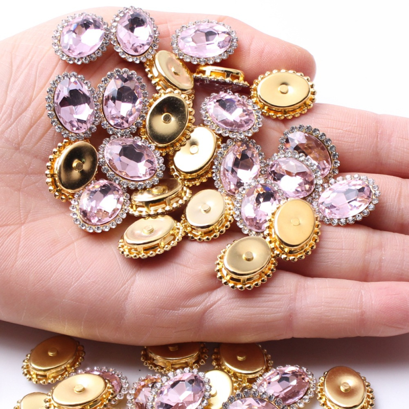 10x14 mm ovalni stakleni kristal - pribor za ručno šivanje, dodaci za odjeću i ukrase za kosu