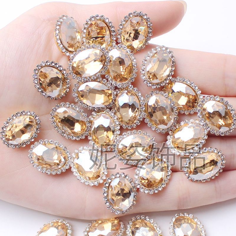 10x14 mm ovalni stakleni kristal - pribor za ručno šivanje, dodaci za odjeću i ukrase za kosu