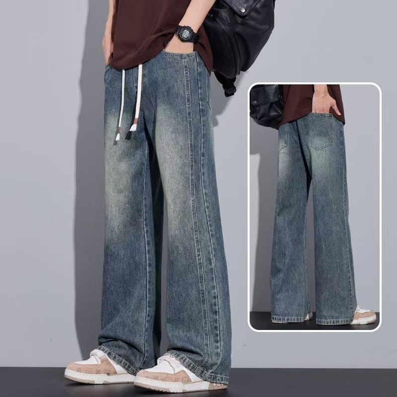 Bootcut traperice od denima, flis podstavljene, srednji pojas, zakrivljeni rub, blago prošireni ravni dio nogavice